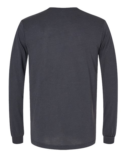 Unisex Triblend Long Sleeve Tee - Solid Dark Grey Triblend Back