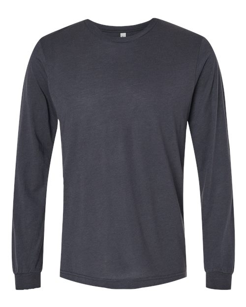 Unisex Triblend Long Sleeve Tee - Solid Dark Grey Triblend Front