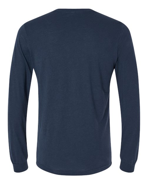 Unisex Triblend Long Sleeve Tee - Solid Navy Triblend Back