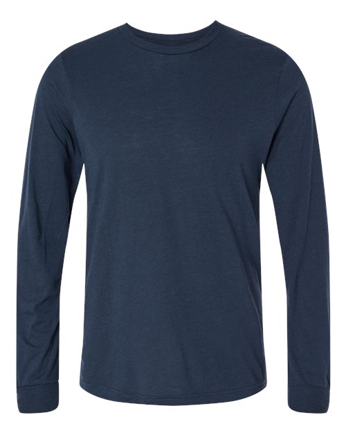 Unisex Triblend Long Sleeve Tee - Solid Navy Triblend Front