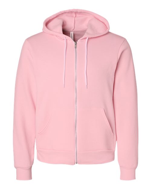 Unisex Sponge Fleece Full-Zip Hoodie Sweatshirt - Pink Front