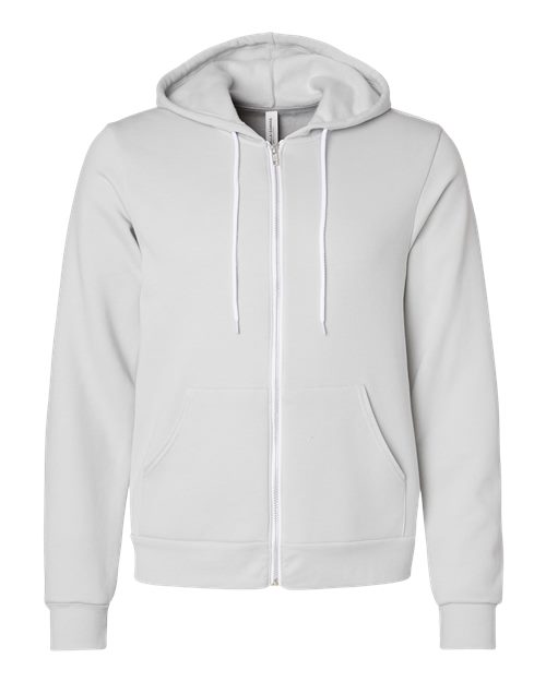 Unisex Sponge Fleece Full-Zip Hoodie Sweatshirt - Silver Front