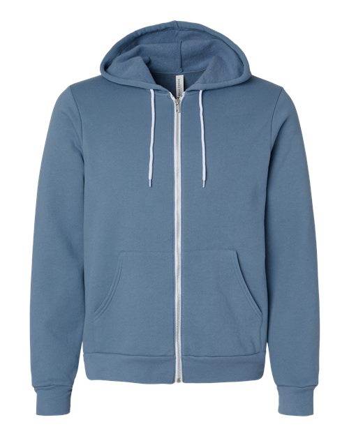 Unisex Sponge Fleece Full-Zip Hoodie Sweatshirt - Steel Blue Front