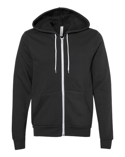 Unisex Sponge Fleece Full-Zip Hoodie Sweatshirt - Vintage Black Front