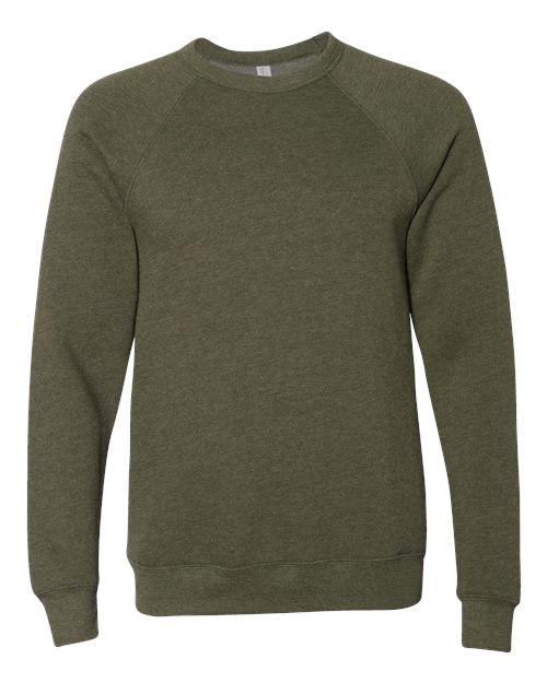 Unisex Sponge Fleece Raglan Crewneck Sweatshirt - Heather Olive Front