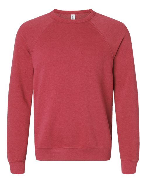 Unisex Sponge Fleece Raglan Crewneck Sweatshirt - Heather Red Front