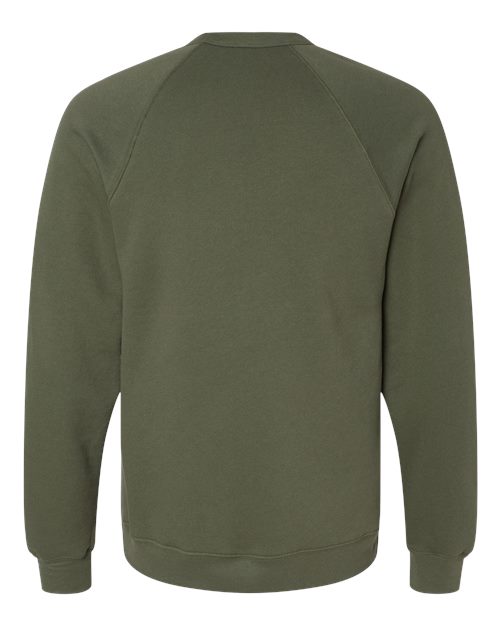 Unisex Sponge Fleece Raglan Crewneck Sweatshirt - Military Green Back