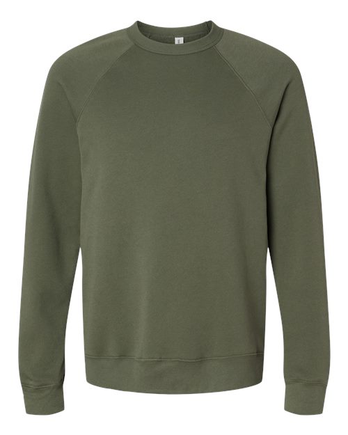 Unisex Sponge Fleece Raglan Crewneck Sweatshirt - Military Green Front