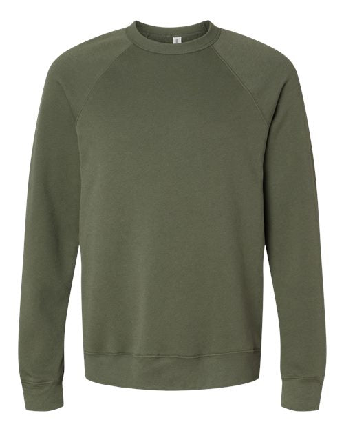 BELLA + CANVAS Unisex Sponge Fleece Raglan Crewneck Sweatshirt - Military Green Front