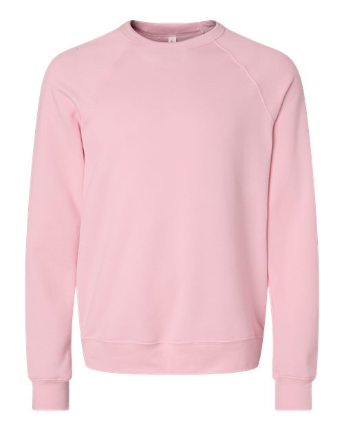 Unisex Sponge Fleece Raglan Crewneck Sweatshirt - Pink Front