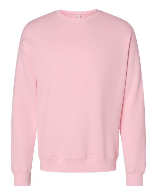 Unisex Sponge Fleece Drop Shoulder Crewneck Sweatshirt - Pink Front