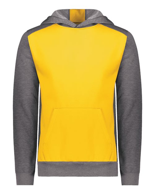 Youth Eco Revive™ Three-Season Triblend Fleece Hooded Sweatshirt - Gold/ Carbon Heather Front
