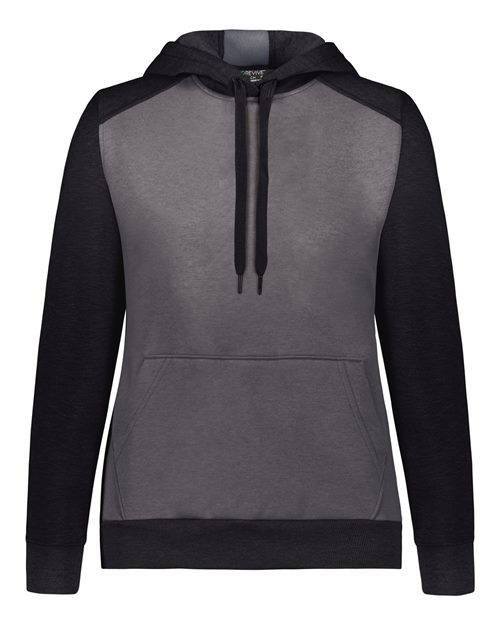 Women's Eco Revive™ Three-Season Triblend Fleece Hooded Sweatshirt - Carbon Heather/ Black Front