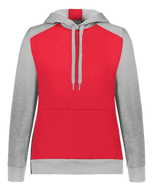 Women's Eco Revive™ Three-Season Triblend Fleece Hooded Sweatshirt - Scarlet/ Grey Heather Front