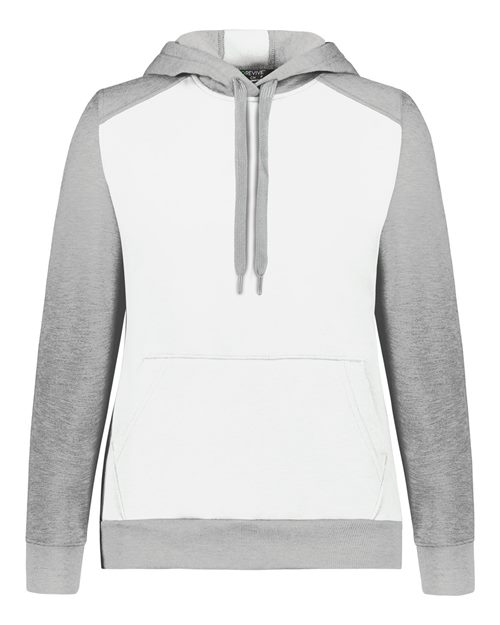 Women's Eco Revive™ Three-Season Triblend Fleece Hooded Sweatshirt - White/ Grey Heather Front