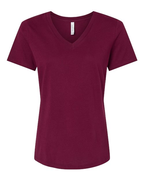Women’s Relaxed Jersey V-Neck Tee - Maroon Front