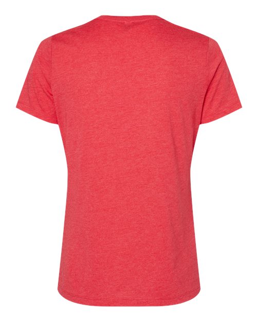Women's Relaxed Heather CVC V-Neck Tee - Heather Red Back