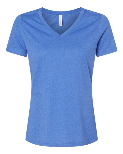 Women's Relaxed Heather CVC V-Neck Tee - Heather True Royal Front