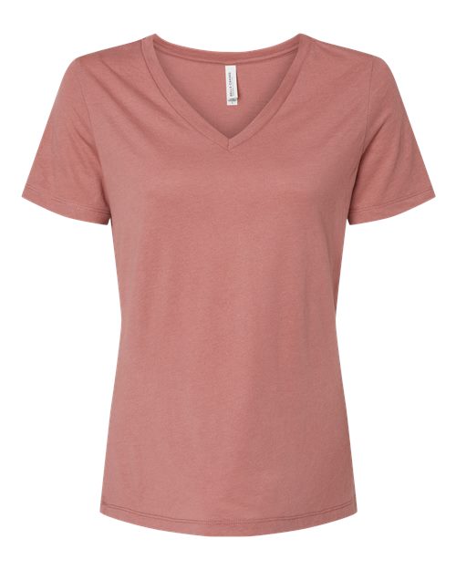 Women's Relaxed Triblend V-Neck Tee - Mauve Triblend Front