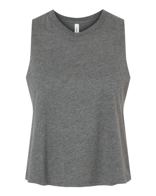 Women's Racerback Crop Tank - Deep Heather Front