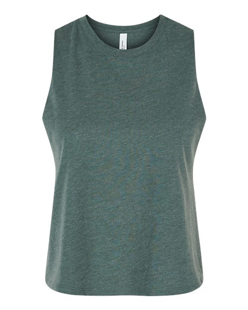 Women's Racerback Crop Tank - Heather Forest Front