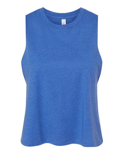 Women's Racerback Crop Tank - Heather True Royal Front