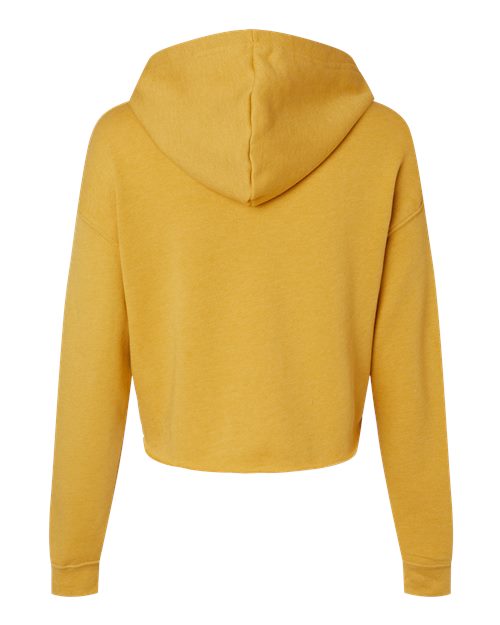 Women's Crop Fleece Hoodie Sweatshirt - Heather Mustard Back