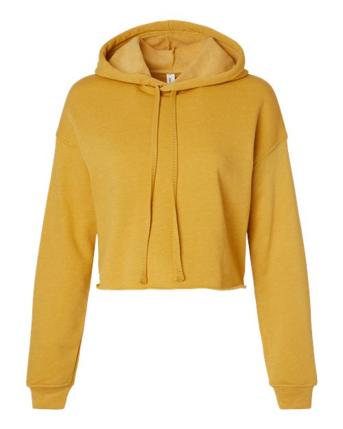 Women's Crop Fleece Hoodie Sweatshirt - Heather Mustard Front