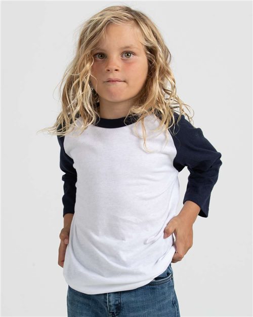 Youth Raglan T-Shirt - Black/ White Front