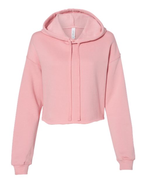 Women's Crop Fleece Hoodie Sweatshirt - Pink Front