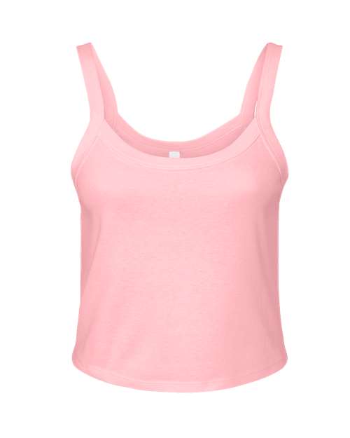 Women's Micro Rib Spaghetti Strap Tank - Solid Pink Blend Front