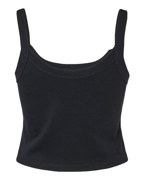 Women's Micro Rib Spaghetti Strap Tank - Solid Black Blend Back