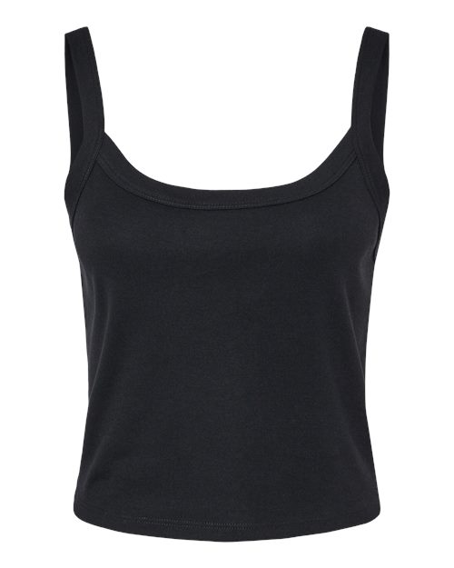 Women's Micro Rib Spaghetti Strap Tank - Solid Black Blend Front