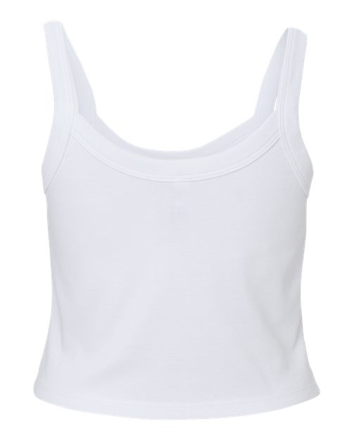 Women's Micro Rib Spaghetti Strap Tank - Solid White Blend Back