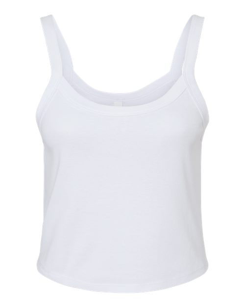 Women's Micro Rib Spaghetti Strap Tank - Solid White Blend Front