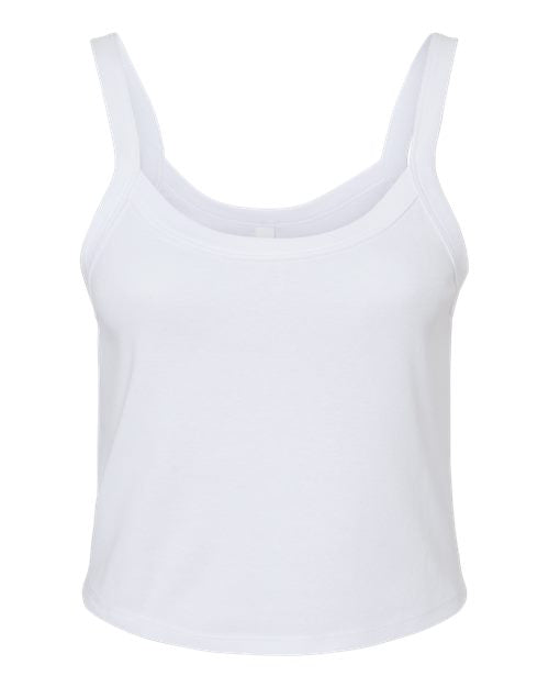 BELLA + CANVAS Women's Micro Rib Spaghetti Strap Tank - Solid White Blend Front