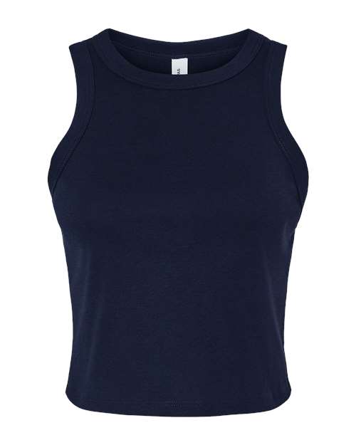 Women's Micro Rib Racer Tank - Solid Navy Blend Front