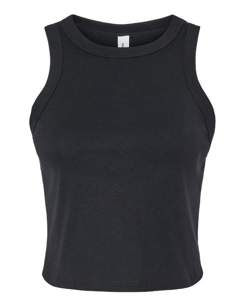 Women's Micro Rib Racer Tank - Solid Black Blend Front