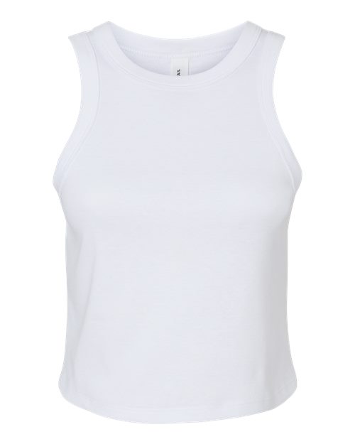 Women's Micro Rib Racer Tank - Solid White Blend Front