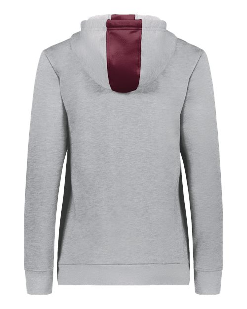 Women's Eco Revive™ Three-Season Triblend Fleece Full-Zip Hooded Sweatshirt - Maroon/ Grey Heather Back