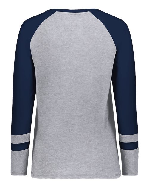 Women's Triblend Fanatic 2.0 Long Sleeve T-Shirt - Grey Heather/ Navy Back