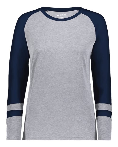 Women's Triblend Fanatic 2.0 Long Sleeve T-Shirt - Grey Heather/ Navy Front