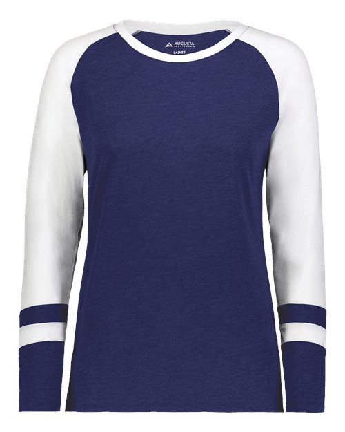 Women's Triblend Fanatic 2.0 Long Sleeve T-Shirt - Navy/ White Front