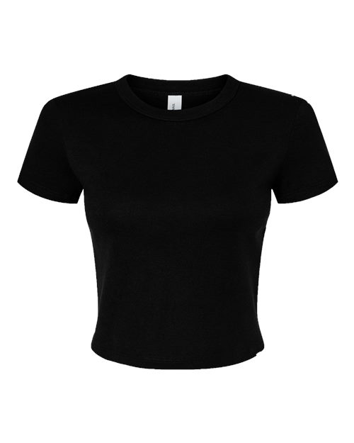 Women's Micro Rib Baby Tee - Solid Black Blend Front