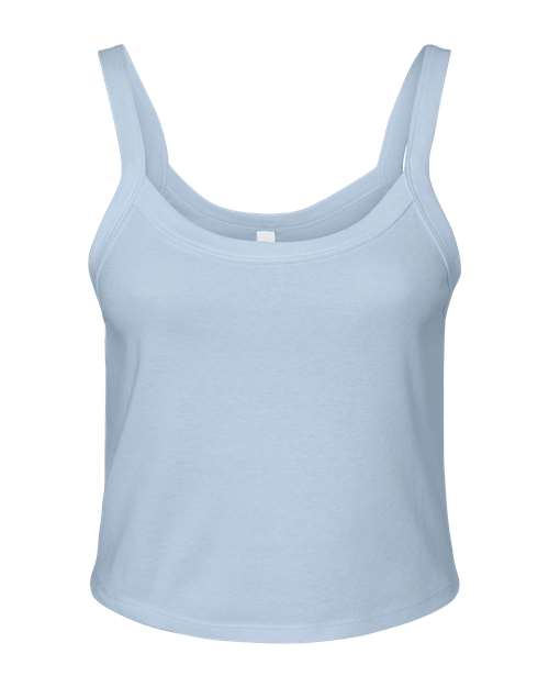 Women's Micro Rib Spaghetti Strap Tank - Solid Baby Blue Blend Front