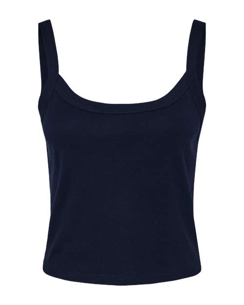 Women's Micro Rib Spaghetti Strap Tank - Solid Navy Blend Back