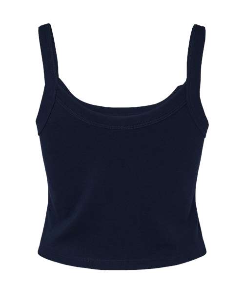 Women's Micro Rib Spaghetti Strap Tank - Solid Navy Blend Front