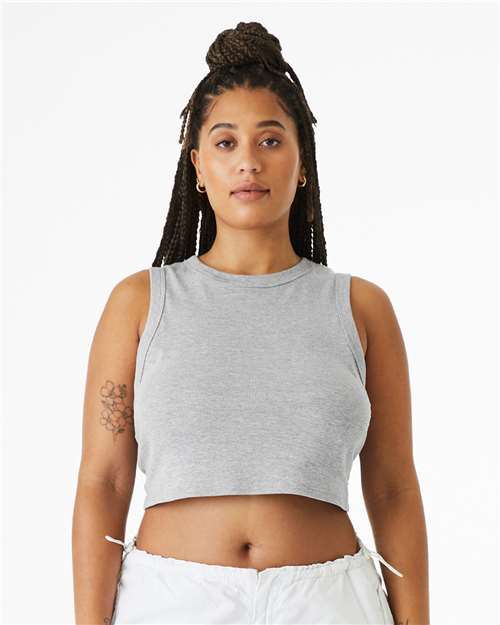 BELLA + CANVAS Women's Micro Rib Muscle Crop Tank - Model Front