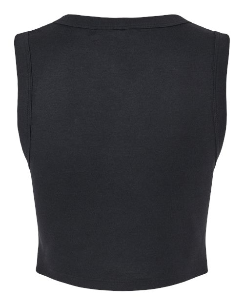Women's Micro Rib Muscle Crop Tank - Solid Black Blend Back