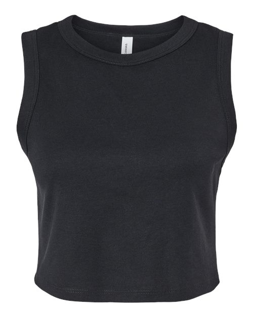 Women's Micro Rib Muscle Crop Tank - Solid Black Blend Front